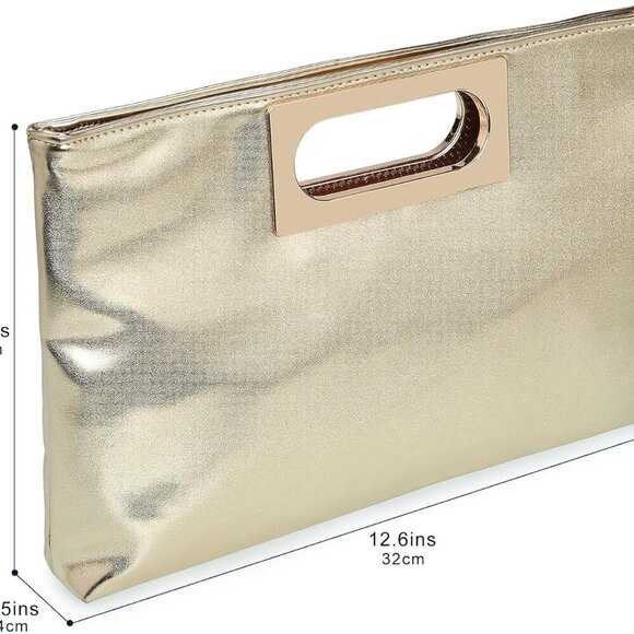 Elegant Light Gold Evening Clutch Purse with Chain - Perfect for Prom & Events - Picture 4 of 6